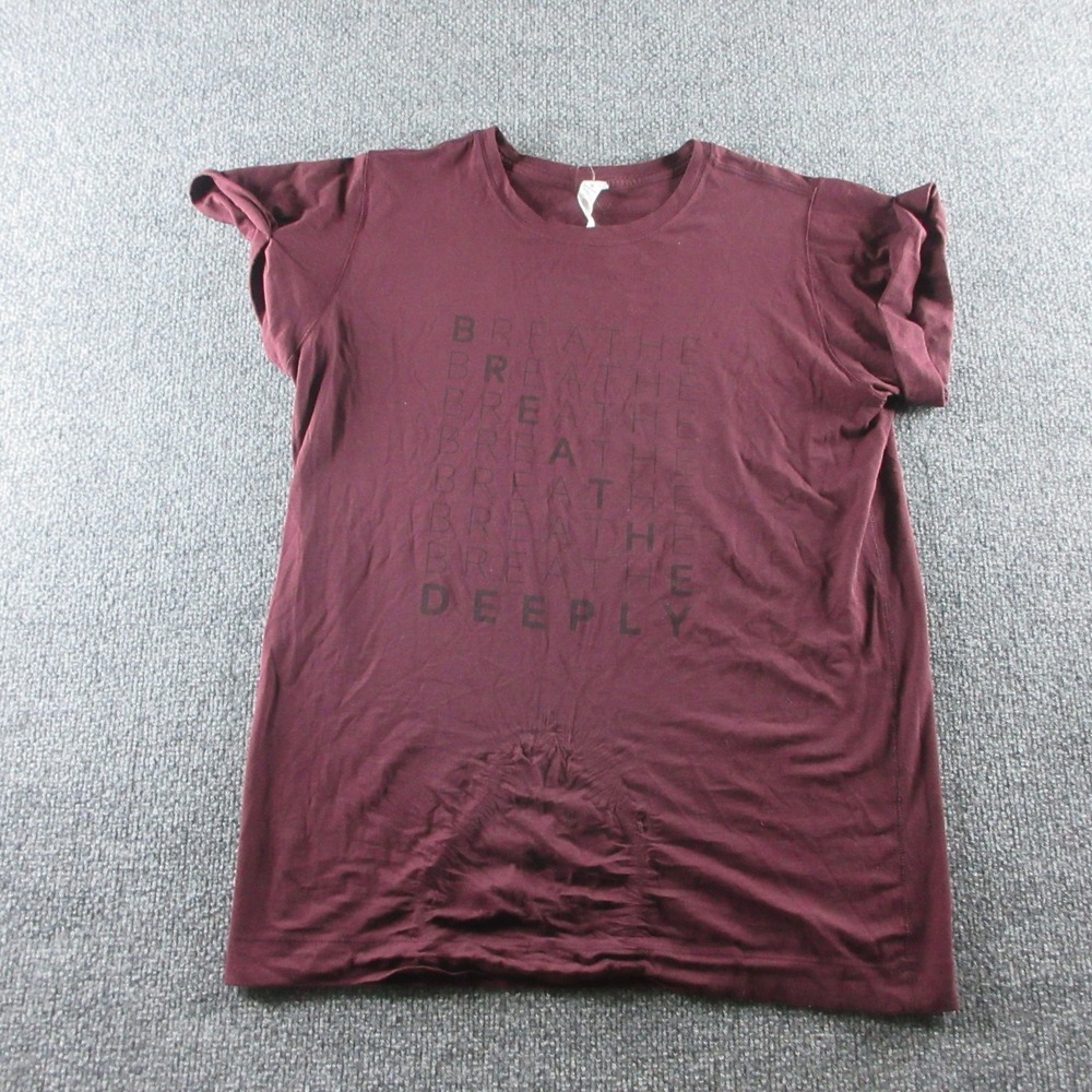 Lululemon Shirt Womens 6 Red Breathe Deeply Graphic Short Sleeve Yoga Tee